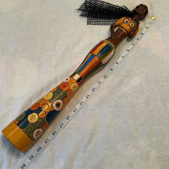 Handcrafted Colorful Wooden African Figurine - Picture 8 of 10